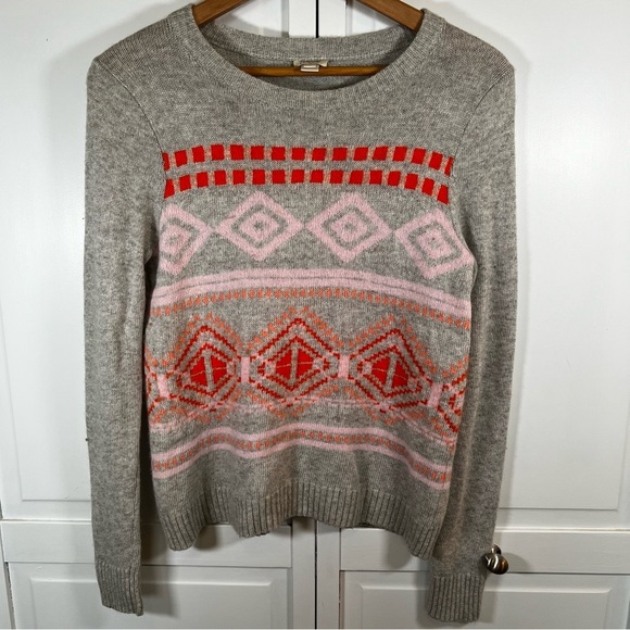 J. Crew Sweaters - J. Crew Sweater Women's Small Crewneck Wool Blend Long Sleeve Gray Pink